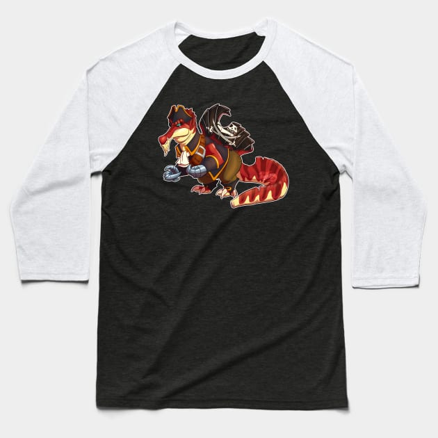 Gustaf the Spino-Pirate Baseball T-Shirt by Professor Lambeo Rolophus